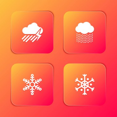 Bulut 'u yağmur ve yıldırımla, Kar Tanesi ve ikonla donat. Vektör