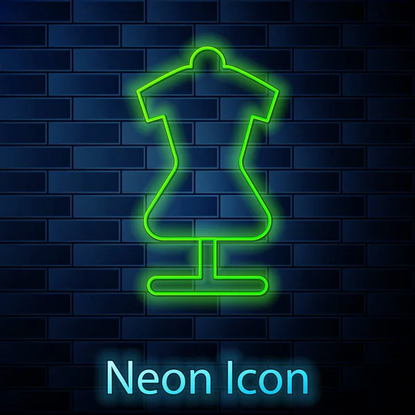 Glowing neon line Mannequin icon isolated on brick wall background. Tailor dummy. Vector — Stock Vector