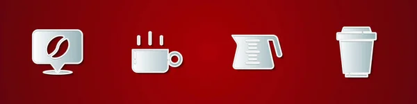 Встановіть розташування з кавовим зерном, чашкою кави, каструлею та піктограмою. Векторні — стоковий вектор