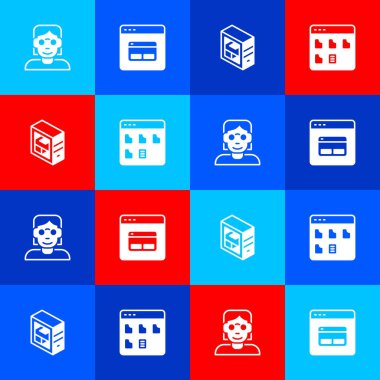 Hacker ya da kodlayıcı, Arama motoru, Bilgisayar ve Tarayıcı dosya simgesini ayarla. Vektör