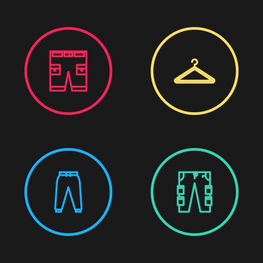 Çizgili spor pantolonu, kargo, elbise dolabı ve kısa simge. Vektör