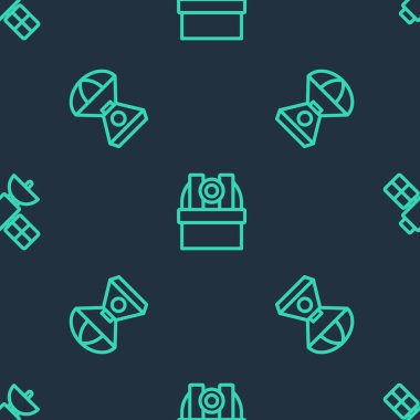 Çizgi Astronomik Gözlemevi, Uzay Kapsülü ve Uydu 'yu kusursuz desen üzerine ayarla. Vektör