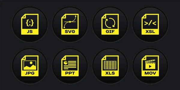 Set JPG file document, XSL, PPT, XLS, GIF and SVG icon. Vector — Stock vektor