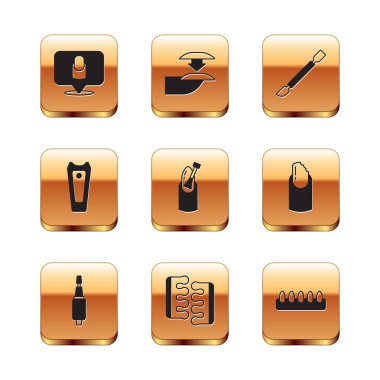 Set Manicure, Milling cutter for manicure, Toe separator pedicure, Nail, Cuticle pusher, False nails and icon. Vector