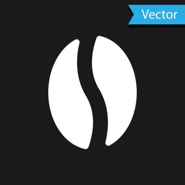 Siyah arkaplanda beyaz kahve ikonu var. Vektör