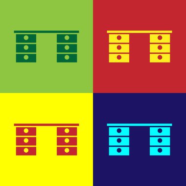 Pop Art Office masa simgesi renk arkaplanında izole edildi. Vektör