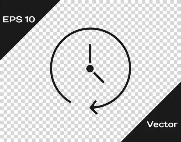 Ícone de relógio preto isolado em fundo transparente. Símbolo temporal. Vetor — Vetor de Stock