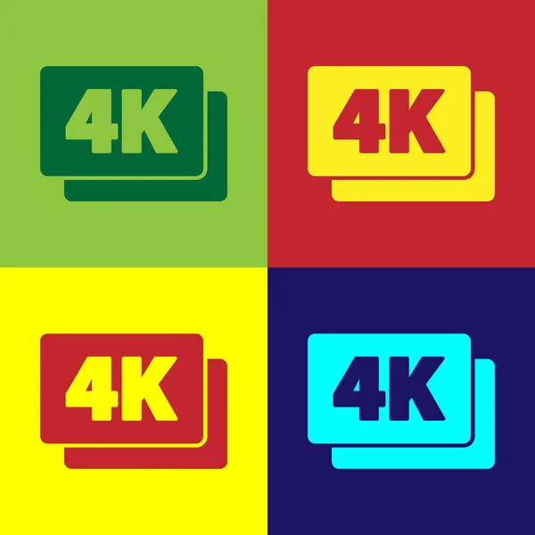 Pop art 4k Ultra HD icon isolated on color background. Vector —  Vetores de Stock