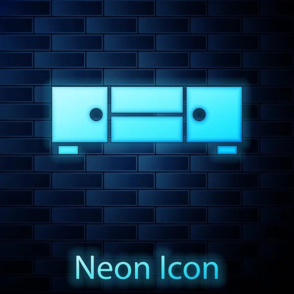 Glödande neon Bröst lådor ikon isolerad på tegelvägg bakgrund. Vektor — Stock vektor