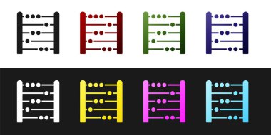 Abaküs simgesini siyah beyaz arkaplanda izole et. Geleneksel sayım çerçevesi. Eğitim işareti. Matematik okulu. Vektör