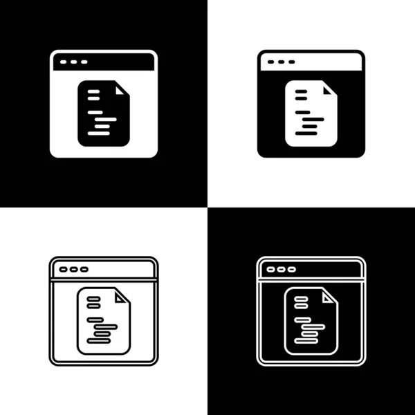 Set Software, desarrollador web icono de código de programación aislado sobre fondo blanco y negro. Javascript script partes aleatorias del código del programa. Vector — Archivo Imágenes Vectoriales