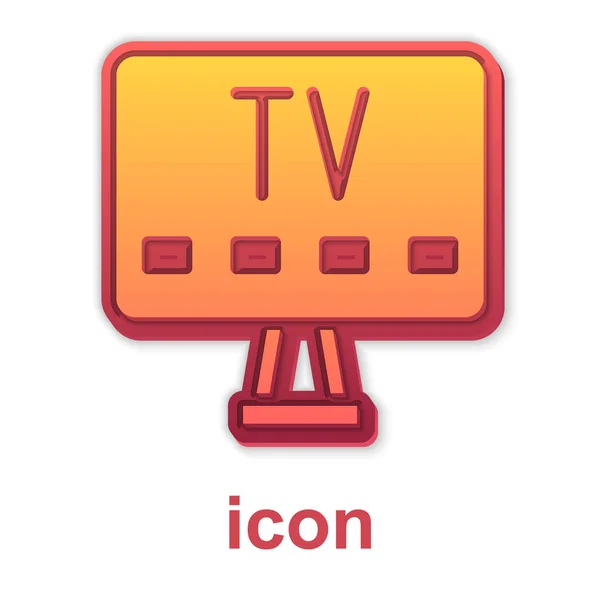 Gold Smart Tv pictogram geïsoleerd op witte achtergrond. Televisieteken. Vector — Stockvector