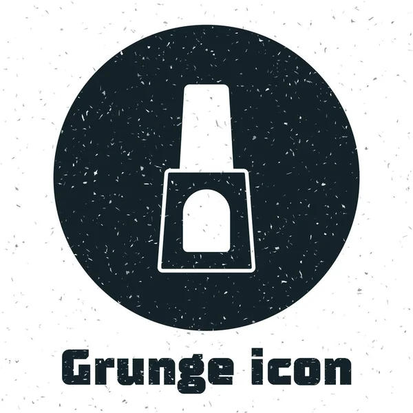 Grunge Üveg körömlakk ikon elszigetelt fehér háttér. Monokróm vintage rajz. Vektor — Stock Vector
