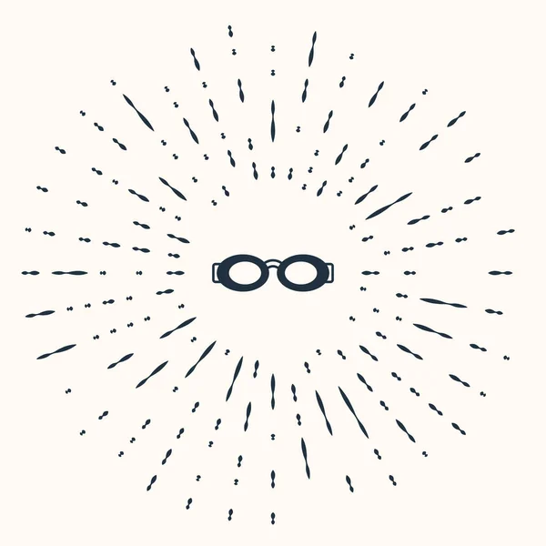 Grey Glasses for swimming icon isolated on beige background. Swimming goggles. Diving underwater equipment. Abstract circle random dots. Vector —  Vetores de Stock