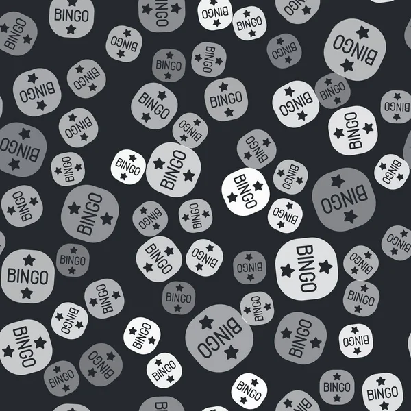 Το γκρι εικονίδιο Bingo απομονώθηκε χωρίς ραφή σε μαύρο φόντο. Λαχεία για αμερικάνικο παιχνίδι μπίνγκο. Διάνυσμα — Διανυσματικό Αρχείο