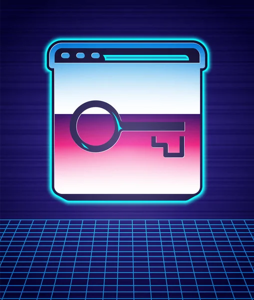 Retro style Secure your site with HTTPS, SSL icon isolated futuristic landscape background. Internet communication protocol. 80s fashion party. Vector — Stockvector