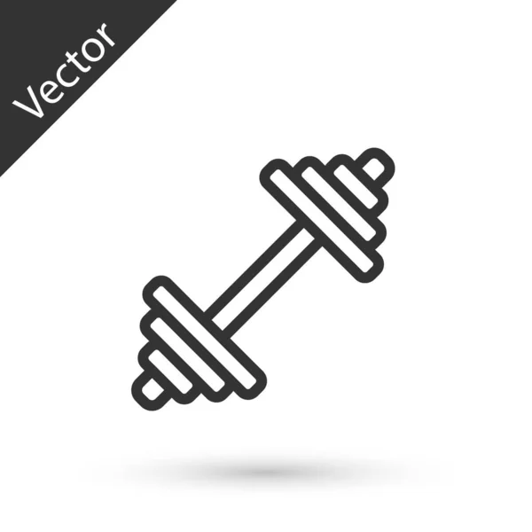 Ligne grise icône haltère isolé sur fond blanc. icône de levage musculaire, haltère de remise en forme, gymnase, équipement sportif, haltère d'exercice. vecteur — Image vectorielle