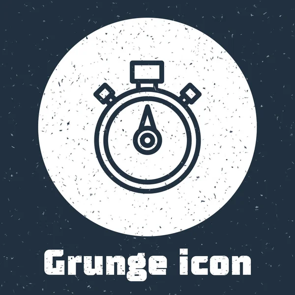 Línea Grunge Icono de cronómetro aislado sobre fondo gris. Signo del temporizador. Signo de cronómetro. Dibujo vintage monocromo. Vector — Vector de stock