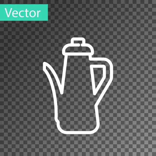 White line Teapot icon isolated on transparent background. Vector — Vettoriale Stock