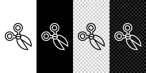 Set line Scissors icon isolated on black and white background. Cutting tool sign. Vector — ストックベクタ