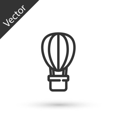 Grey line Hot air balloon icon isolated on white background. Air transport for travel. Vector