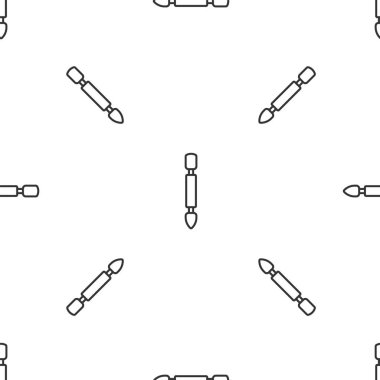 Grey line Cuticle pusher icon isolated seamless pattern on white background. Tool for manicure. Vector