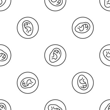 Gri çizgi, kulak, ses sinyali ikonu beyaz arka planda izole edilmiş kusursuz desen. Kulak misafiri. Vektör