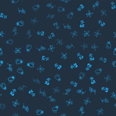 Set Tornado, swirl, Pinwheel and Cloud with snow, rain, sun on seamless pattern. Vector