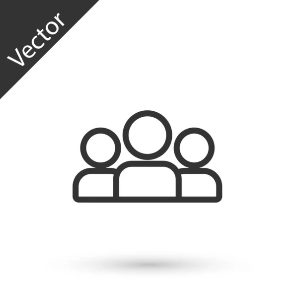 Línea gris Icono de grupo Usuarios aislado sobre fondo blanco. Icono de grupo de personas. Símbolo avatar de negocios - icono de perfil de los usuarios. Vector — Archivo Imágenes Vectoriales