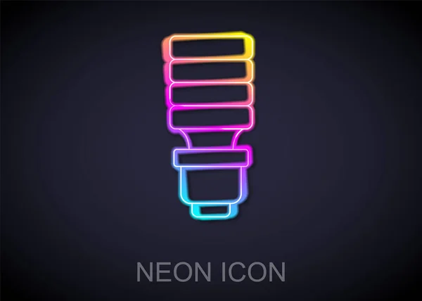 Glowing neon line LED light bulb icon isolated on black background. Economical LED illuminated lightbulb. Save energy lamp. Vector — Stock Vector