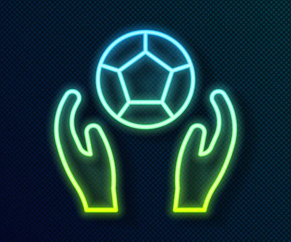 Gloeiende neon lijn Voetbal bal pictogram geïsoleerd op zwarte achtergrond. Sportuitrusting. Vector — Stockvector