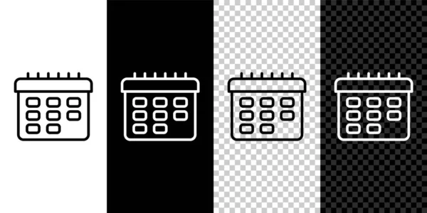 Set line School timetable icon isolated on black and white, transparent background. Vector — 图库矢量图片