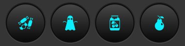 Set Candy, Ghost, Jam jar and Pear icon. Vector
