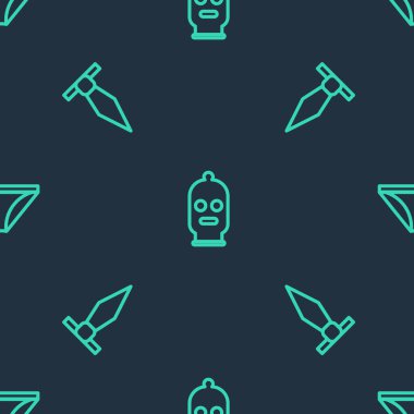 Set line Balaclava, Tie and Men underpants on seamless pattern. Vector