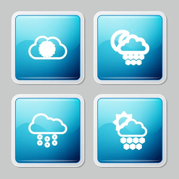 Set line Cloud with snow, and moon, and sun icon. Vector — Stockvektor
