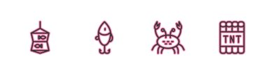 Set line Fishing net with fish, Crab, lure and Detonate dynamite bomb stick icon. Vector