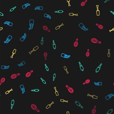 Set line Nail manicure, Milling cutter for, polish and file on seamless pattern. Vector