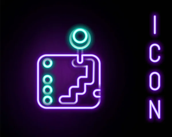 Glödande neon line Redskap skiftare ikon isolerad på svart bakgrund. Överföringsikonen. Färgstarkt skisskoncept. Vektor — Stock vektor