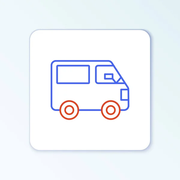 Línea de entrega de camiones de carga icono del vehículo aislado sobre fondo blanco. Concepto de esquema colorido. Vector — Vector de stock
