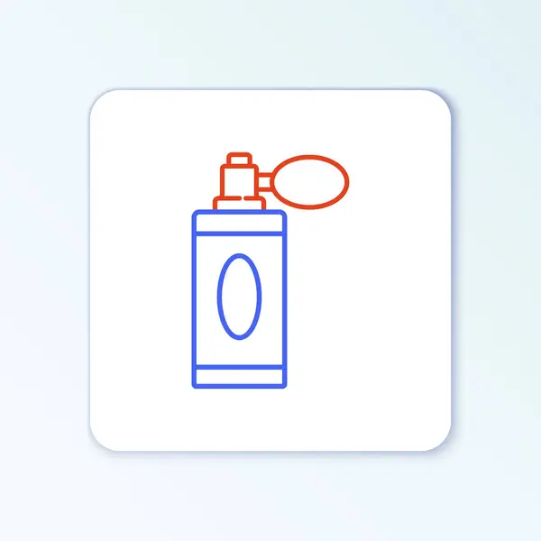 Line Aftershave fles met verstuiver pictogram geïsoleerd op witte achtergrond. Keulen spray icoon. Mannelijke parfumfles. Kleurrijk concept. Vector — Stockvector