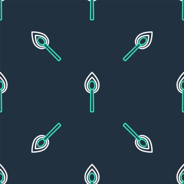 Ateş ikonu ile çizgi yakma kibriti siyah arkaplanda izole edilmiş pürüzsüz desen. Ateşle maç. Kibrit işareti. Vektör