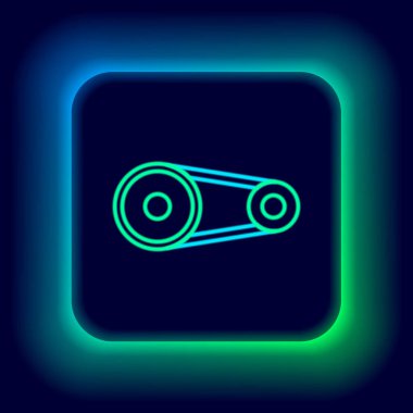 Parlayan neon çizgisi zamanlayıcı kiti simgesi siyah arkaplanda izole edildi. Renkli taslak konsepti. Vektör