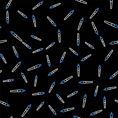 Çizgi fırçası simgesi siyah arkaplanda izole edilmiş kusursuz desen. Vektör