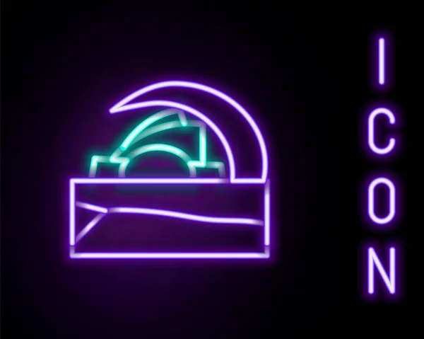 发光的霓虹灯线音乐厅奥迪托里奥德特内里弗图标孤立在黑色背景。西班牙圣克鲁斯-德特内里费。五彩缤纷的概念.B.病媒 — 图库矢量图片