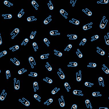 Çizgi Kuyrukluyıldızı hızla aşağıya düşüyor. Siyah arkaplanda izole edilmiş kusursuz desen. Vektör