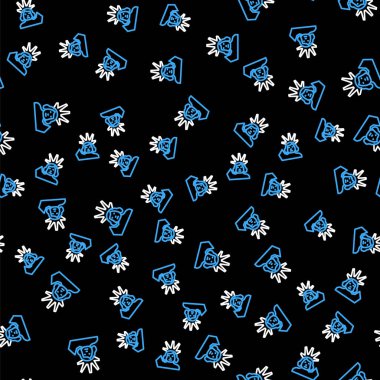 Özgürlük Anıtı 'nın çizgi resmi siyah arkaplanda izole edilmiş. New York, ABD. Vektör