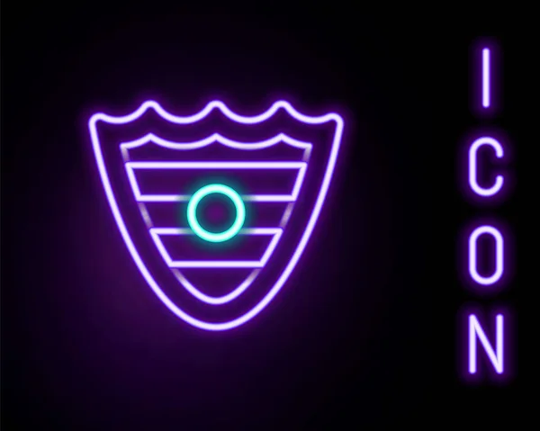 Glödande neon line Sköld ikon isolerad på svart bakgrund. Vakttecken. Säkerhet, skydd, integritetskoncept. Färgstarkt skisskoncept. Vektor — Stock vektor
