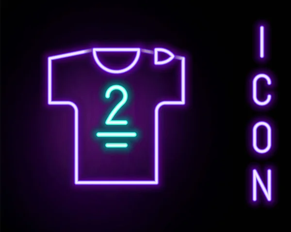 Glowing neon line Football jersey and t-shirt icon isolated on black background. Colorful outline concept. Vector — Image vectorielle