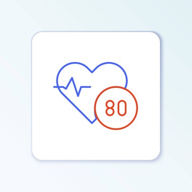 Çizgi Kalp hızı simgesi beyaz arkaplanda izole edildi. Kalp atışı işareti. Kalp atışı ikonu. Kardiyogram simgesi. Renkli taslak konsepti. Vektör