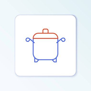 Çizgi Pişirme ikonu beyaz arkaplanda izole edildi. Haşlama ya da güveç besin sembolü. Renkli taslak konsepti. Vektör